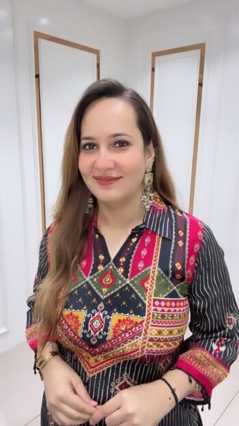 Black Crepe Silk Stand Collar Tailcut pattern kurta & Plazo Set