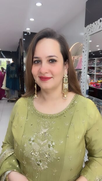 Mehendi Glow Dola Silk Anarkali Gown