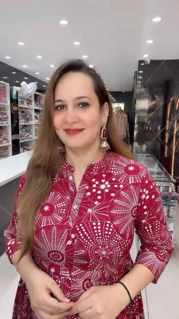 Designer Boutique Maroon Printed Flared Mal Silk gown
