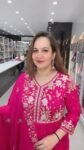 Rani Pink Chinon Silk Embroidered Anarkali Gown Set