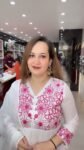 Pink Floral Embroidered Mal Cotton Kurti Set