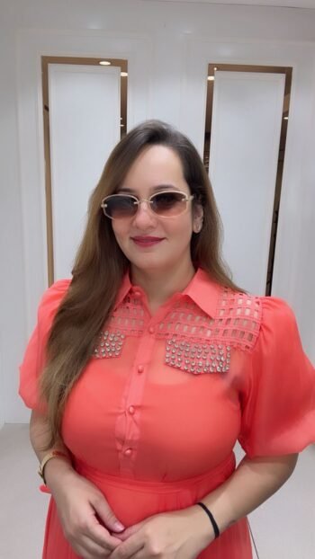Coral Imported Schiffli Shirt Dress