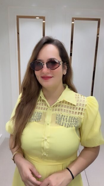 Sunshine Yellow Imported Schiffli Shirt Dress