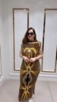 Brown Printed Pleated Kaftan Maxi Dress For Women – Richa’s Fashion