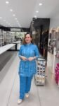 Blue Printed Mandarin Collar Cotton Co-ord Set For Women – Richa’s Fashion