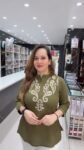 Exclusive Kurti Top Olive Green Designer Ethnic Embroidered – Richa’s Fashion