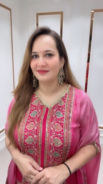 Luxury Hot Pink Embroidered Dhoti Style Suit Set for Women - Richa's Fashion