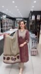 Maroon Chevron Kurta Set with Printed Border Dupatta – Richa’s  Fashion