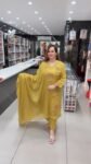 Mustard Yellow Tropical Palm Motif Embroidered Kurta Set with Dupatta – Richa’s Fashion