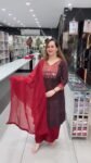 Women’s Designer Maroon Printed Kurta Suit Set with Dupatta – Richa’s Fashion