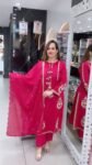 Elegant Rani Pink Embroidered Kurta Pant Set with Designer and Lightweight Chiffon Dupatta – Richa’s Fashion