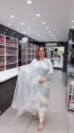 Pastel Mint Printed Kurta Pant Set with Organza Dupatta – Richa’s Fashion