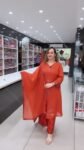 Rust Orange Embroidered Straight Kurta Set with Dupatta – Richa’s Fashion