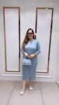 Sky Blue Elegance Ribbed Knit Midi Dress For Women – Richa’s Fashion