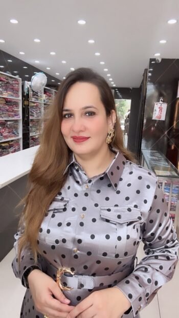 Elegant Grey Polka Dot Midi Shirt Dress with Waist Belt - Richa's Fashion