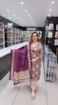 Elegant Mauve Floral Straight with Contrast Dupatta Kurta Set For Women – Richa’s Fashion
