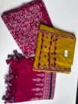 Elegance Maroon & Mustard yellow Unstitch Fabric For Women - Richa's Fashion