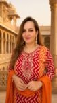Royal Fuchsia Zigzag Embroidered Kurta Pant Set with Chiffon Dupatta for Women - richa's Fashion