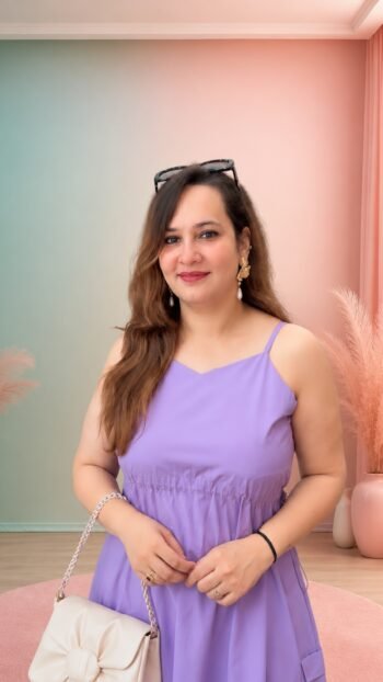 Elegant Lavender Sleeveless Smocked Waist Cotton Midi Dress for Women with Adjustable Shoulder Straps & Side Pocket - Richa's fashion