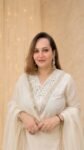 Premium Ivory White Mirror Embellished Straight Kurta Set with Pants, Chiffon Dupatta for Women - Richa's Fashion