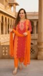Royal Fuchsia Zigzag Embroidered Kurta Pant Set with Chiffon Dupatta for Women – richa’s Fashion
