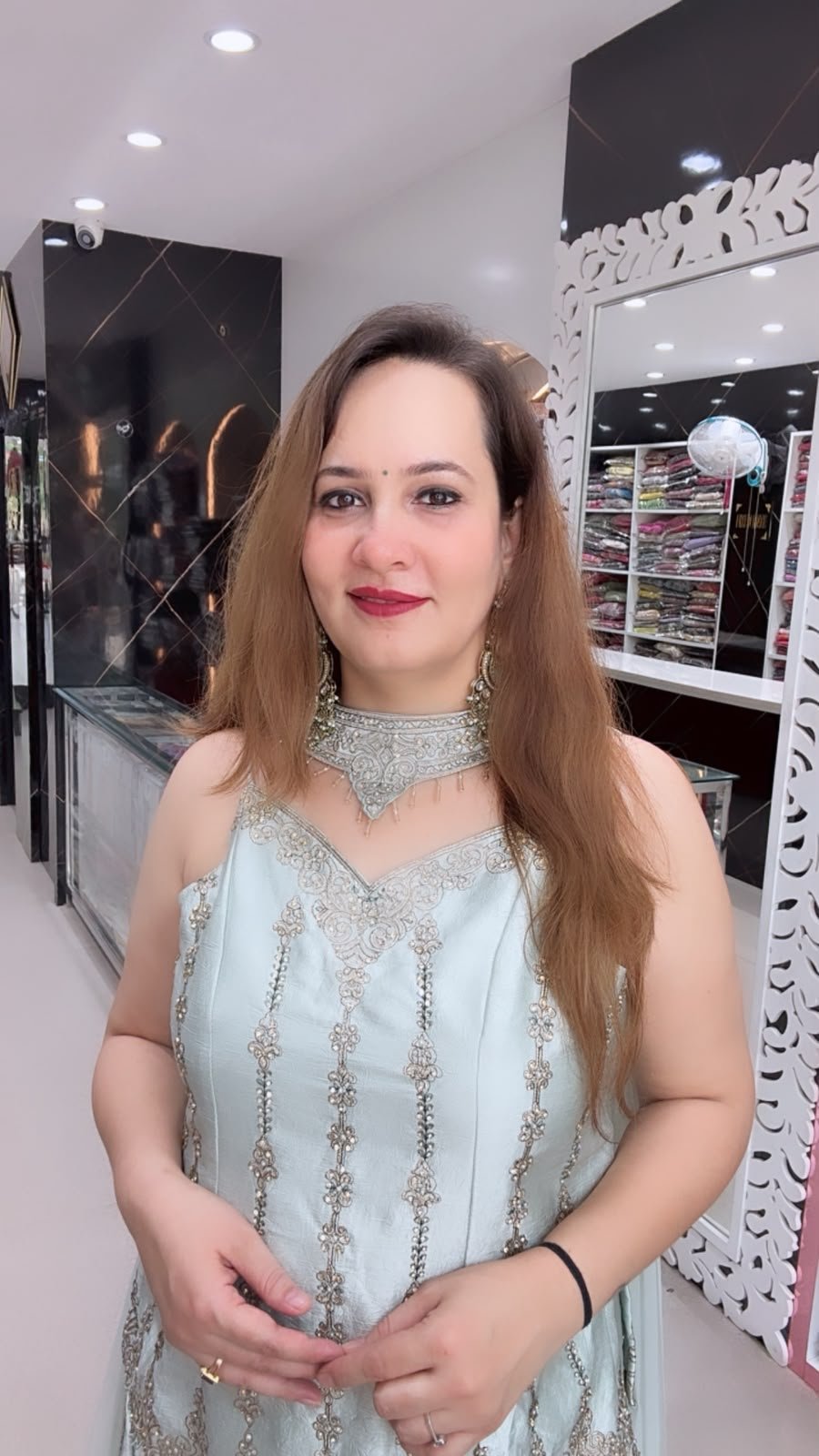 Embroidered Sleeveless Palazzo Suit Set with Choker Neck & Dupatta - Richa's Fashion Embroidered Sleeveless Palazzo Suit Set with Choker Neck & Dupatta - Richa's Fashion