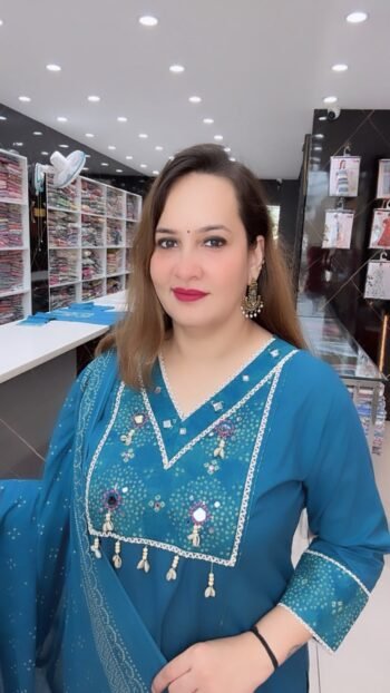 Blue Embroidered Kurta Palazzo Set with Elegant Designer Dupatta For Women - Richa's Fashion