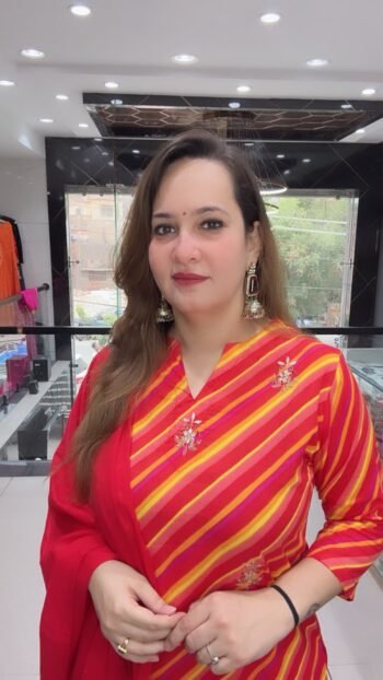 Designer Leheriya Print Straight Kurta Set with Dupatta For Women - Richa's Fashion