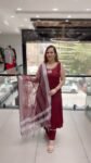 Elegant Wine Sleeveless Anarkali Kurta Set with Dupatta for Women – Richa’s Fashion