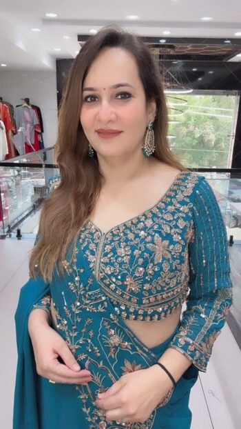 Luxury Designer Embroidered Ready-to-Wear Saree with Heavy Sequins Blouse for Women - Richa's Fashion