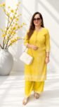 Sunshine Yellow Paisley Printed Straight Kurta with Palazzo Set for Women – Richa’s Fashion