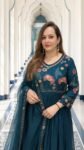 Luxury Floral Embroidered Anarkali Gown with Matching Organza Dupatta for Women – Richa’s Fashion