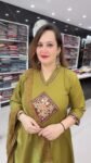 Olive Green Ethnic Embroidered Straight Kurta Set with Matching Palazzo and Printed Dupatta for Women – Richa’s Fashion