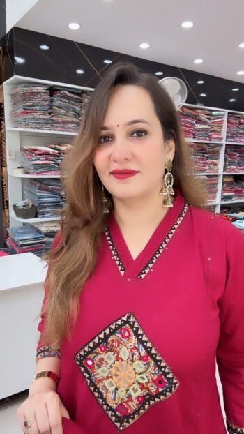 Wine Red Ethnic Embroidered Straight Kurta Set with Matching Palazzo and Printed Dupatta for Women - Richa's Fashion