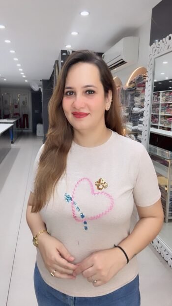 Heart Embroidered Casual T-Shirt for Women - Richa's Fashion