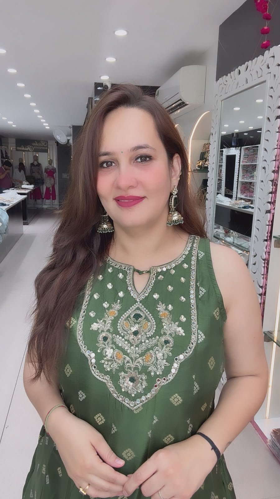 Green Sleeveless Silk Anarkali Gown Set with Zari Embroidered Neckline and Banarasi Silk Dupatta - Richa's Fashion Green Sleeveless Silk Anarkali Gown Set with Zari Embroidered Neckline and Banarasi Silk Dupatta - Richa's Fashion