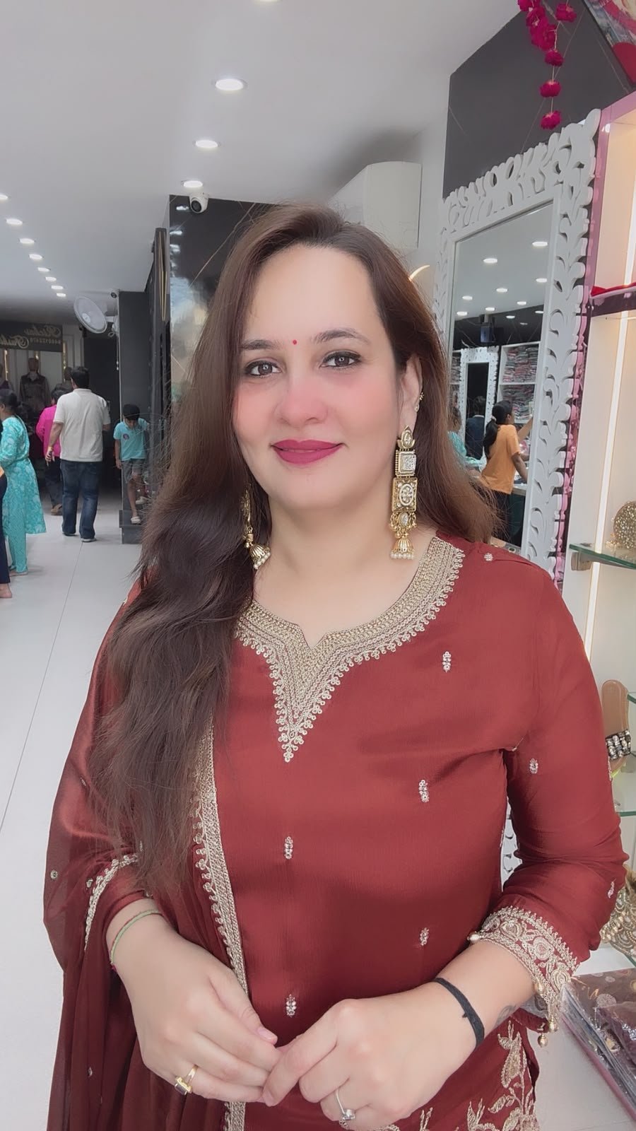 Rust Maroon Embroidered Anarkali Sharara Suit Set with Matching Dupatta - Richa's Fashion Rust Maroon Embroidered Anarkali Sharara Suit Set with Matching Dupatta - Richa's Fashion